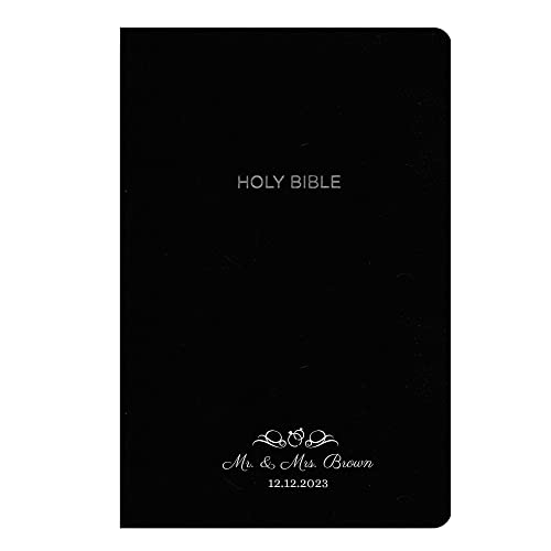 Personalized Custom NKJV Bible for Wedding Ceremony Christian Faith Vows Gift, Name, Date, Bible Verse | New King James Version Groom and Bride Bible Includes Up to 3 Rows of Custom Text (Black)