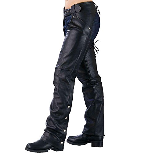 Ladies Biker Chaps with Laces ON The Back  (Small) Black