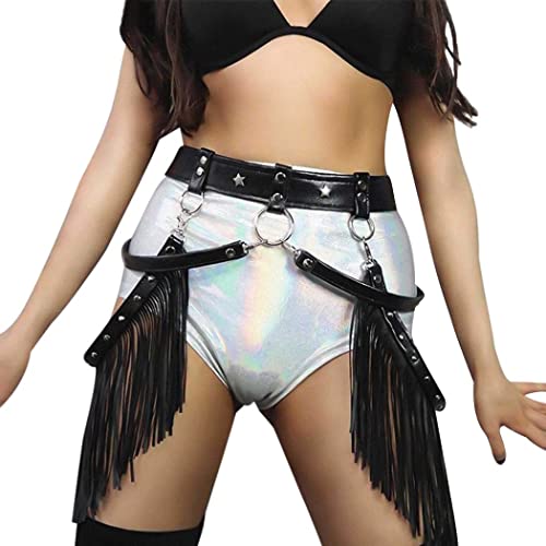 Zoestar Sexy Leather Waist Belt Tassel Punk Harness Metal Body Cage for Women