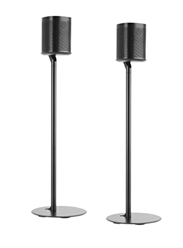 Mount Plus MP-SB54F 2 Pack Fixed Height Speaker Floor Stand Made for Sonos Speakers | Compatible with Sonos One, One SL, Play:1 Play:3 Play:5 | Cable Management (2 Pack Black Floor Stand)