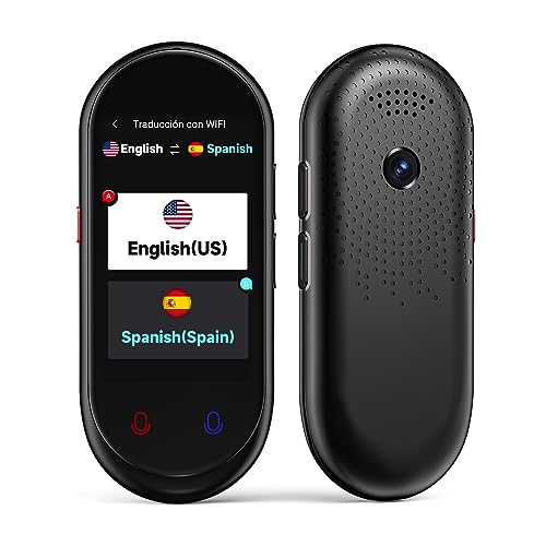 Language Translator Device, Portable Two-Way Instant Translator, Offline Online Voice Photo Translation, 137 Languages Supported, High Accuracy Translator Device for Business Travel Learning (Black)