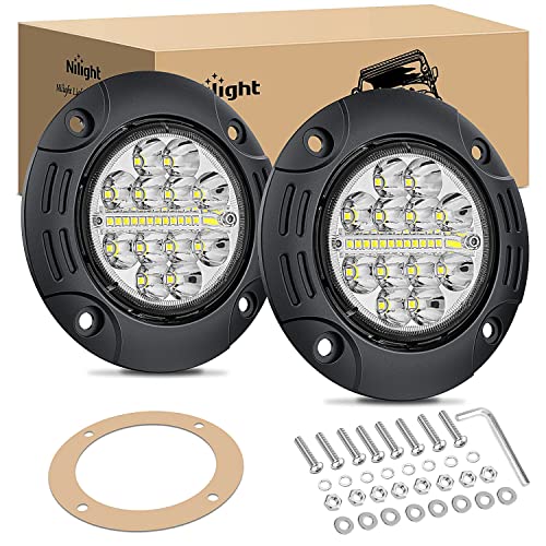 Nilight Flush Mount LED Light Pods 2PCS 5Inch 36W Upgraded Spot Flood Combo Beam Round Driving Light Fog Light LED Work Light Backup Light Bumper Lights for Offroad 4x4 Truck SUV, 2 Years Warranty