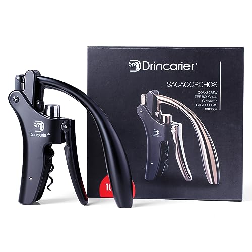 Drincarier Vertical Lever Corkscrew with Non-Stick Worm, Compact Rabbit Wine Opener Wine Bottle Opener with built-in Foil Cutter