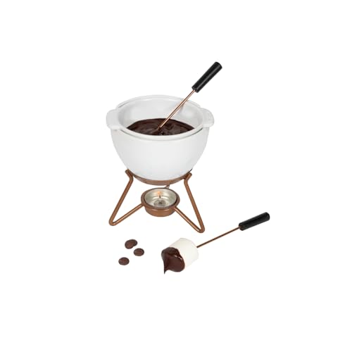 BOSKA Choco Petit Marie Fondue - Fondue Pot Set Microwave and Dishwasher Safe Ceramic Hot Pot Chocolate Fountain Snack - Small Kitchen Appliances