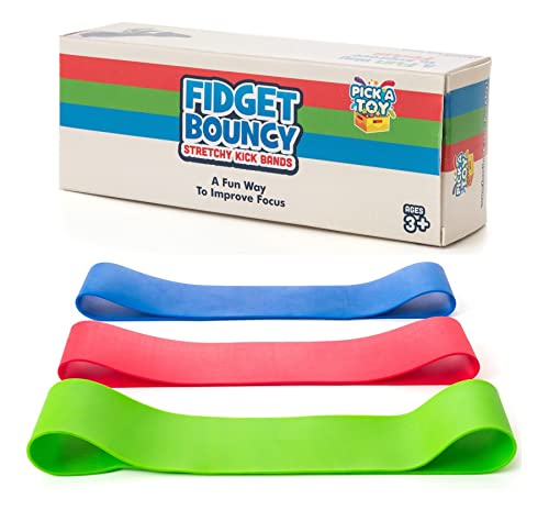 Stretchy Resistance Fidget Bands Toy for Kids 3 Pack | Bounce, Kick & Stretch Your Feet | for ADHD, ADD, SPD, Autism & Poor Concentration | Improve Classroom Focus, Ameliorate Sensory Input