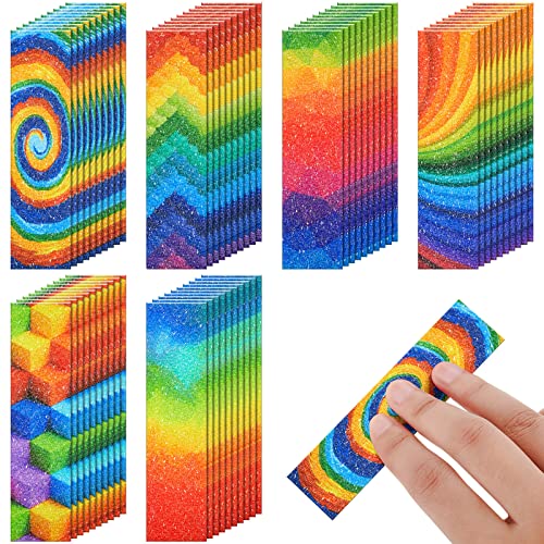 72 Pieces Sensory Stickers Fidget Textured Strips Toys Anti Stress Tactile Rough Sensory Calm Textured Strips Adhesives Anxiety Relief for Adults Teens Desk Classroom (Rainbow Style)