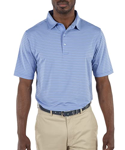 Bobby Jones Golf Apparel - Performance RTJ Cypress Stripe Short Sleeve Golf Polo for Men (XX-Large, Sky Blue)