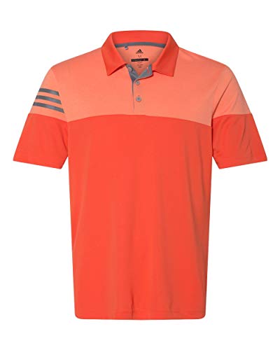 Adidas Heather 3-Stripes Block Sport Shirt XL Blaze Orange/Vista Grey