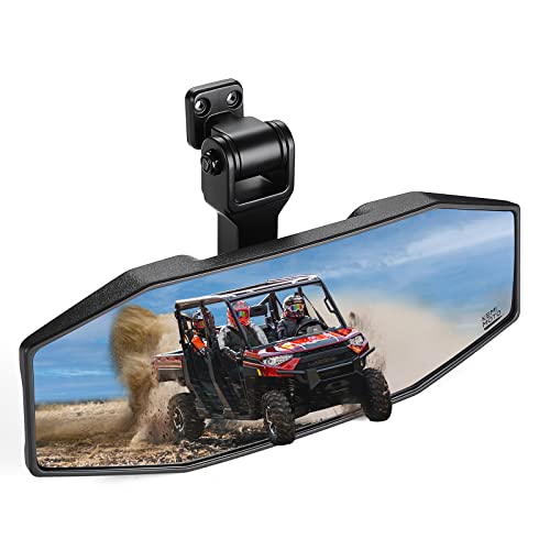 KEMIMOTO Rear View Mirror Tool-free Adjustable Wide View Convex Rear Mirror Compatible with 2017-2023 Polaris Ranger 1000 XP 900 500 570 / Crew Rearview Mirrors Accessories Replace#2879969