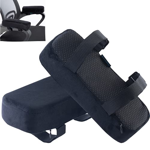 EcoLifeDay Extra Thick Chair armrest Cushions Elbow Pillow Pressure Relief Office Chair Gaming Chair armrest with Memory Foam armrest Pads 2-Piece Set of Chair (Black)