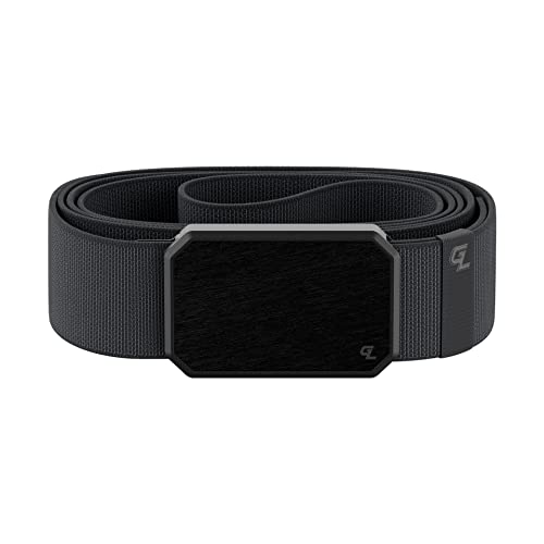 Groove Life Groove Belt Black/Stone - Men's Stretch Nylon Belt with Magnetic Aluminum Buckle, Lifetime Coverage - X-Large (41-50")