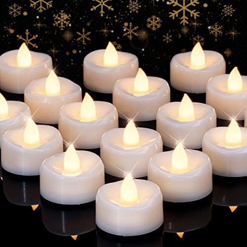 LED Candles, Tea Lights Candles Battery Operated Bulk, 100PCS Long-Lasting 150 Hours Flameless Tealight Candles, Realistic Flickering Wedding Candles for Anniversary Festival Decor, 1.5'' D X 1.25'' H