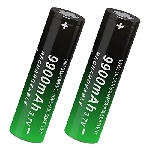 CWUU 18650 Rechargeable Battery 3.7V 18650 Battery Li-ion Cell High Capacity 9900mAh for Flashlight 1021 (2 Pack,Flat Top)