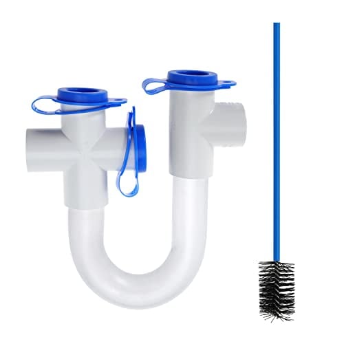 3/4" Standard Condensate Trap with 16" Cleaning Brush PVC Transparent U Trap for HVAC Systems, Air Conditioner, Effectively Drains Condensate (1)