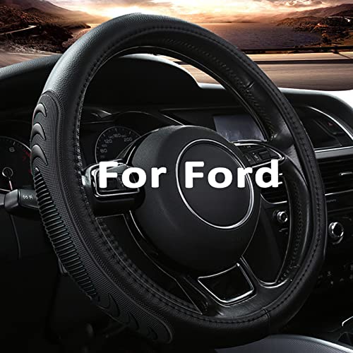 Yangday Leather Steering Wheel Cover for Ford F150 F250 F350, 15.5-16 inches Car Steering Wheel Cover with Anti-Slip Massage Particle (Black)