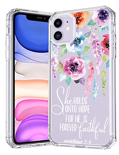 TRFAEE for iPhone 11 Case,Cute Bible Verse Quotes for Girl Women Shockproof Transparent TPU Bumper Clear Phone Case Cover Compatible with iPhone 11-Corinthians 1:9