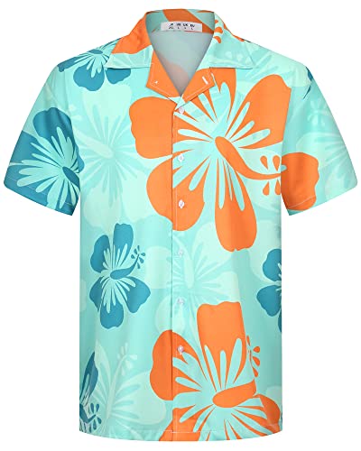 APTRO Men's Hawaiian Shirt Relaxed Fit Casual Short Sleeve Shirts #069 Hibiscus Green L