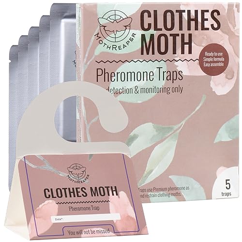 Moth Traps for House 5-Pack, Moth Traps Clothes, Clothes Moth Trap, Clothing Moth Traps, Moth Indoor, Moth Treatment & Prevention with Pheromones Prime, Moth Trap for Closets & Carpet
