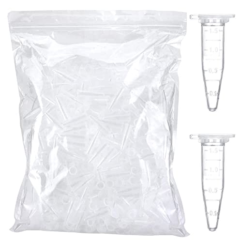 1.5ml Microcentrifuge Tubes 100pcs, EO Sterilized Plastic Small Vials with Caps for Sample Storage Without Leakage(100)