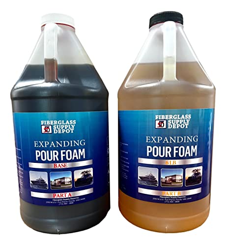 6 Lb. Density Expanding Pour Foam, 2 Part Polyurethane Closed Cell Liquid Foam for Boats, Dock Flotation, Carving, Soundproofing, Filling Voids, and Insulation (1 Gallon Kit)