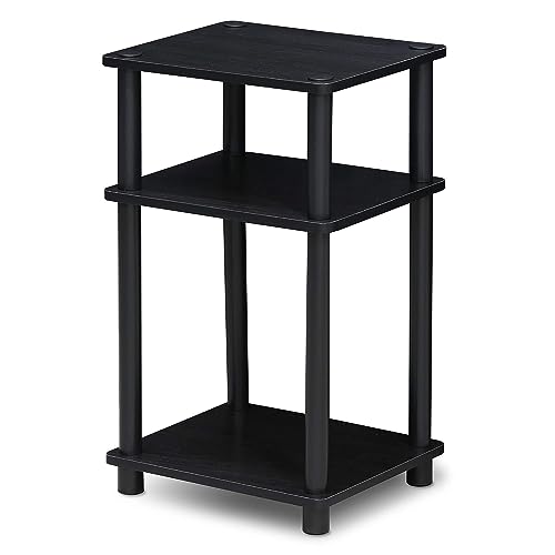 Furinno Just 3-Tier Turn-N-Tube End Table / Side Table / Night Stand / Bedside Table with Plastic Poles, 1-Pack, Americano/Black