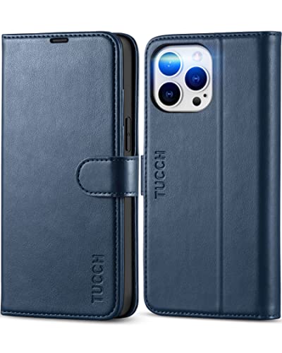 TUCCH Case for iPhone 14 Pro Max Case Wallet, [TPU Shockproof Inner Shell], PU Leather [RFID Blocking] 4 Card Holder Magnetic Stand Protective Cover Compatible with iPhone 14 Pro Max 6.7", Dark Blue