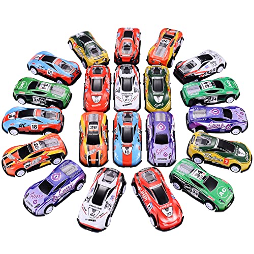 21 Pack Pull Back Toy Cars, Party Favors, Goodie Bag Stuffers, Mini Die-Cast Race Cars Vehicles Bulk, Pinata Fillers, Teacher Treasure Prize Box Toys for Boys Girls Toddlers 2,3,4,5 Years Old