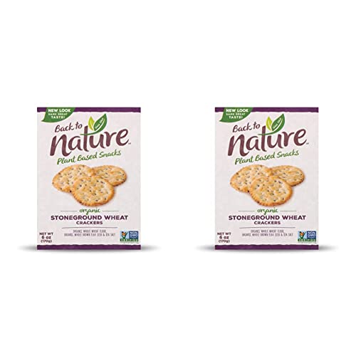 Back to Nature Crackers, Organic, Stoneground Wheat, 6 Oz (Pack of 2)