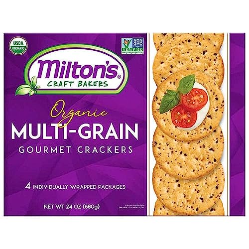 Milton's Craft Bakers Organic Multi-Grain Crackers - Multigrain Crackers, Certified Organic, Non-GMO Project Verified, Kosher, Savory & Sweet Taste, Great for Charcuterie Boards - 24 Oz