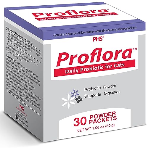 Proflora Probiotics for Cats-Complete Gut Health & Immune Support. Easy to Use Digestive Multi-Strain Probiotics. Easier Diet Transitions, Healthier Skin & Coat & Helps Treat Diarrhea. 30 Packets.