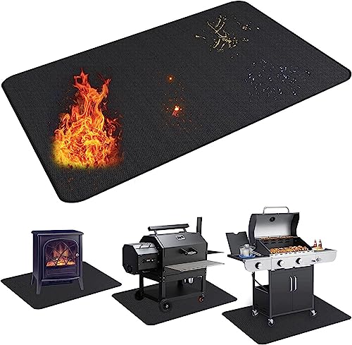 UBeesize Large 65 x 48 inches Under Grill Mat for Outdoor Grill,Double-Sided Fireproof Grill Pad for Fire Pit,Indoor Fireplace Mat Fire Pit Mat,Oil-Proof Waterproof BBQ Protector for Decks and Patios