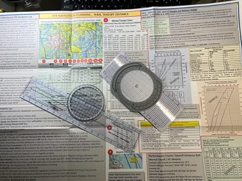 Pilot Vfr Navigation Planning Set: E6b Computer, Rotary Plotter, and Study Guide Poster. All In One