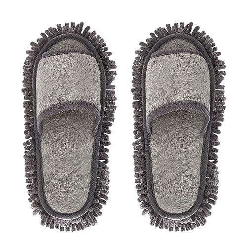 Xunlong Unisex Slipper Floor Cleaning Mop Men and Women House Slippers Dusting Slippers Floor Cleaning Tool (Grey Women 7-10/Men 5-8)