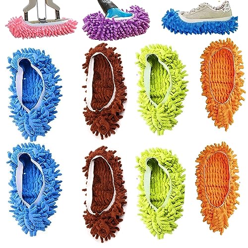 YWSHF Mop Slippers Shoes Cover Dust Duster Slippers Foot Socks Hair Cleaners Sweeping Microfiber Mop Cleaning Floor House Office Bathrron Kitchen Washable Reusable 8 PCS 4 Pairs