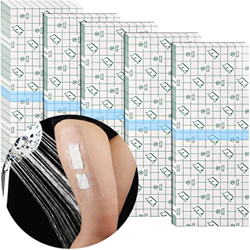 Waterproof Bandages Post Surgical for Knee Replacement Dressing Strentch Adhesive Patch After Back Leg Wounds Incisions Stitches Shower Cover Clear Bandaids Tape 4x10 Inch Pack of 50