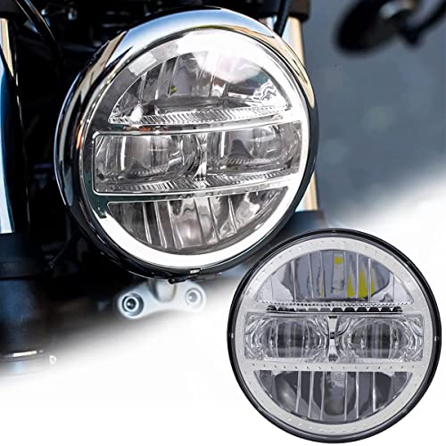 AUDEXEN 5.75 Inch Led Headlight 55W 5-3/4" Round Headlight Compatible with Harley Dyna Sportster Street Bob Softail Iron 883 Street Rod Deuce Custom Super Wide Glide Motorcycle, Chrome