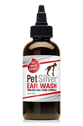 PetSilver Dog & Cat Ear Cleaner Solution | All Natural, Made with Chelated Silver | Non-Prescription Dog Ear Infection Treatment | Ear Mite & Yeast Treatment | Made in USA | 4 oz