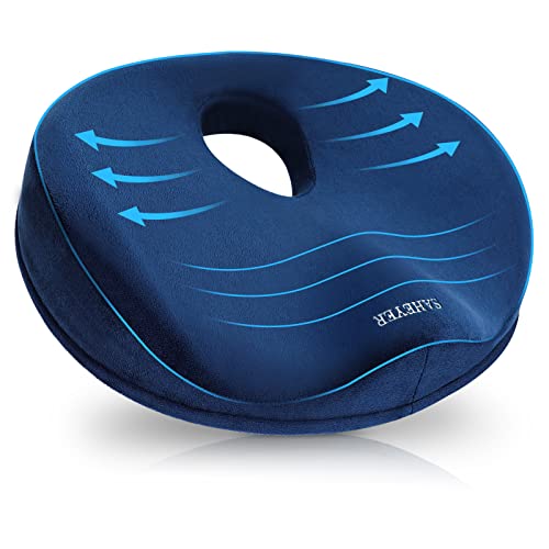 SAHEYER Seat Cushion for Tailbone Pain Relief, Office Chair Car Seat Cushion for Sciatica Nerve Pain Relief, Donut Pillow Butt Pillow for Long Sitting ComfortBlue