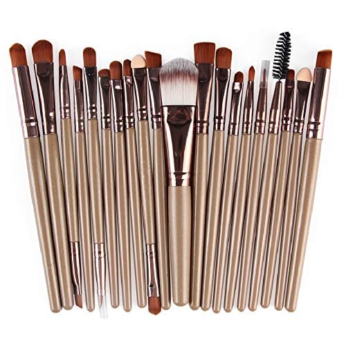 Makeup Brushes Make up Brush Set 20 PCs Professional Face Eyeliner for Foundation Blush Concealer Eyeshadow Light Brown