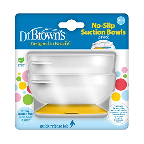 Dr. Brown's No-Slip Strong Suction Bowl for Babies and Toddlers, BPA Free - 2-Pack