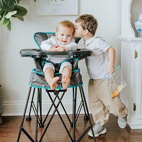 Baby Delight Go with Me Uplift Deluxe Portable High Chair | Indoor and Outdoor | Teal and Grey