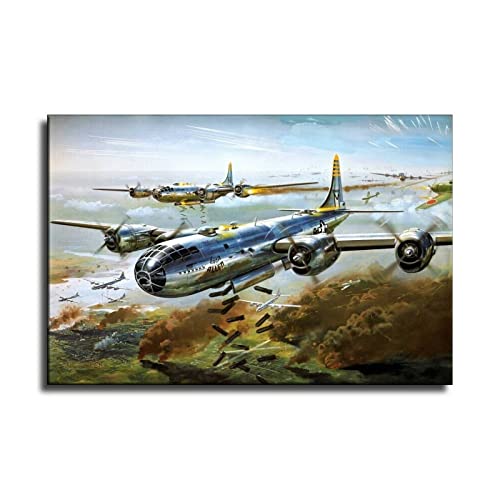 LVUPIIG World War 2 Plane The B-29 Strategic Bomber Poster Decorative Painting Canvas Wall Art Living Room Posters Bedroom Painting 16x24inch(40x60cm)