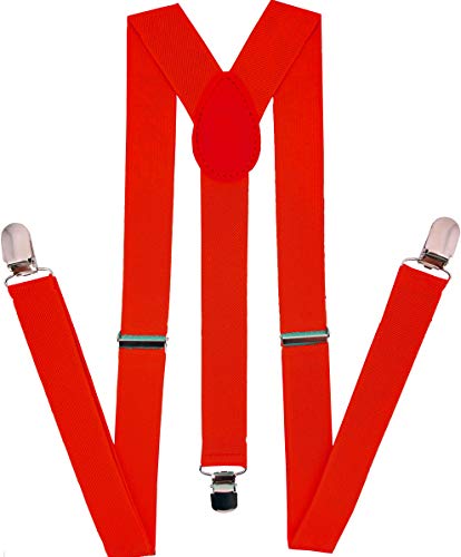 NAVISIMA Adjustable Elastic Y Back Style Suspenders for Menand Women With Strong Metal Clips, Red (1 Pack)