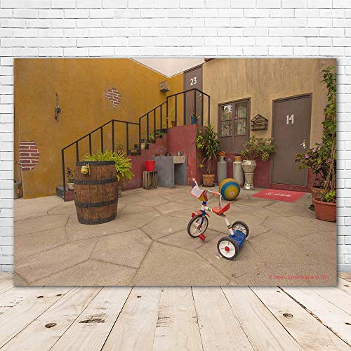 El Chavo Del Ocho Nuestra Stair House Yard Backdrop 7x5ft Vinyl Kids Birthday Party Event Banner Custom Photo Background Picture Photoshoot Room Decor Photo Booth Props