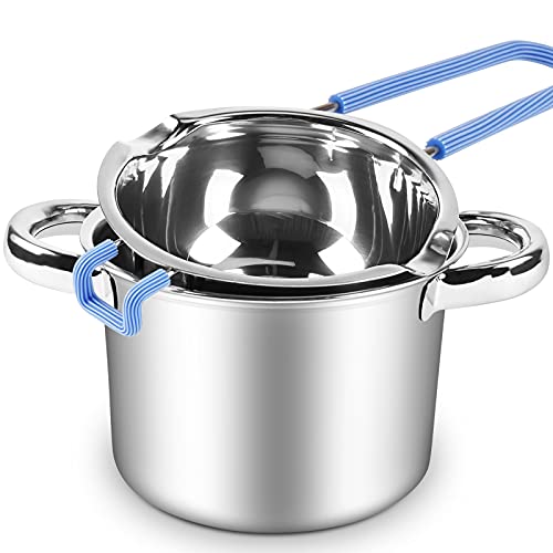 680M Double Boiler Pot Set,0.7QT Chocolate Melting Pot and 1600ML/1.7QT Stainless Steel Pot,Insert Melting Pot with Heat Resistant Handle for Chocolate,Butter,Candle,Candy and Soap