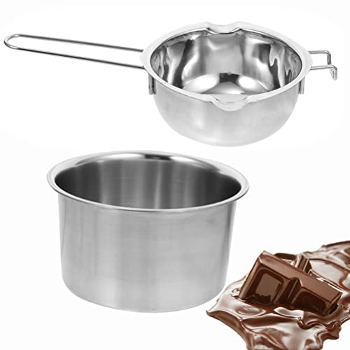 FOMIYES Double Boiler Pot Set, Stainless Steel Chocolate Pot, Stainless Steel Melting Pot for Chocolate Candy Candle Melting 1 Set (Style 2)