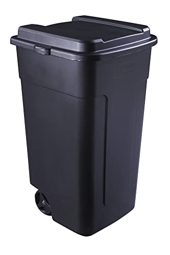 VinEry 50 gal Roughneck Wheeled Plastic Garage Trash Can, Black