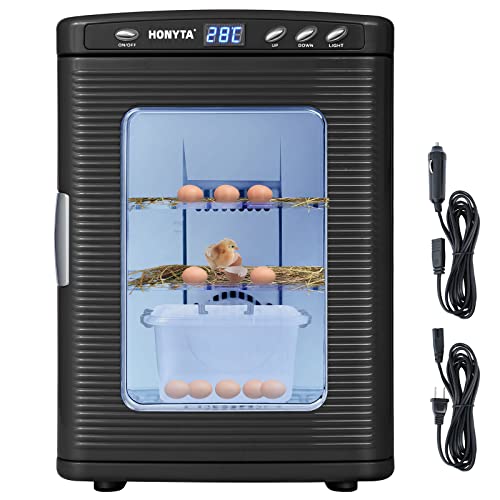 RYFT Incubators for Hatching Eggs, 25L Portable Reptile Scientific Lab Incubator with 5C-60C, 12V/110V Heating and Cooling for Small Reptiles (Black)