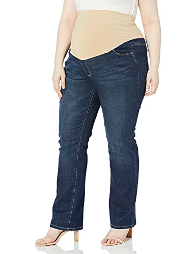 Three Seasons Maternity womens Plus Size Bootcut Denim With Neutral Belly Band Jeans, Dark Wash Denim, 1X US