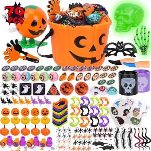 TOY Life Halloween Party Favors for Kids Halloween Toys in Bulk Halloween Prizes for Kids Halloween Pumpkin Buckets Halloween Goodie Bags Stuffers Fillers Halloween Non Candy Treat for Kids